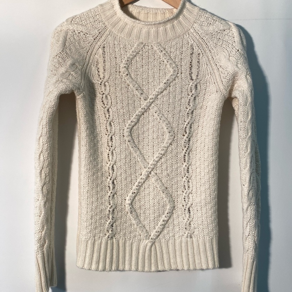 J Crew - Beaded cable knit sweater. Size S
